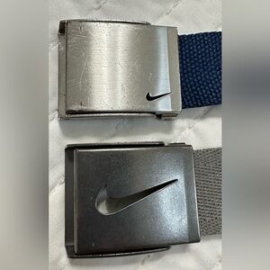 Nike Men's Golf Adjustable Blue and Gray Belt Set with Silver Buckles